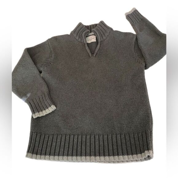 OLD NAVY | Boys 1/4 Zip Grey 100% Cotton Ribbed Collar Trim Knit Sweater Size M - Picture 1 of 16